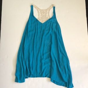 Aqua Teal Crochet Back Dress